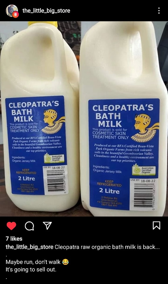 Raw milk is "bath milk" in Australia Get Raw Milk