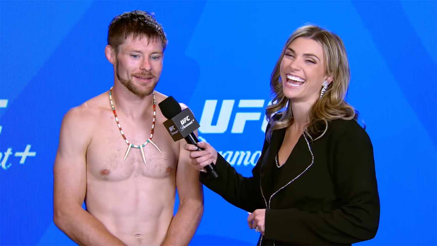 Bryce Mitchell post-fight interview at UFC Vegas 118, crediting raw milk after his submission win over Santiago Luna