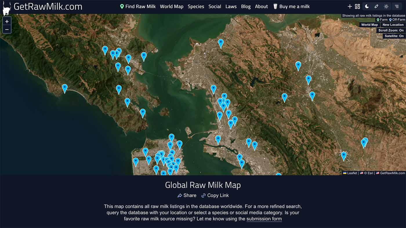 Satellite view is now available on the milk maps