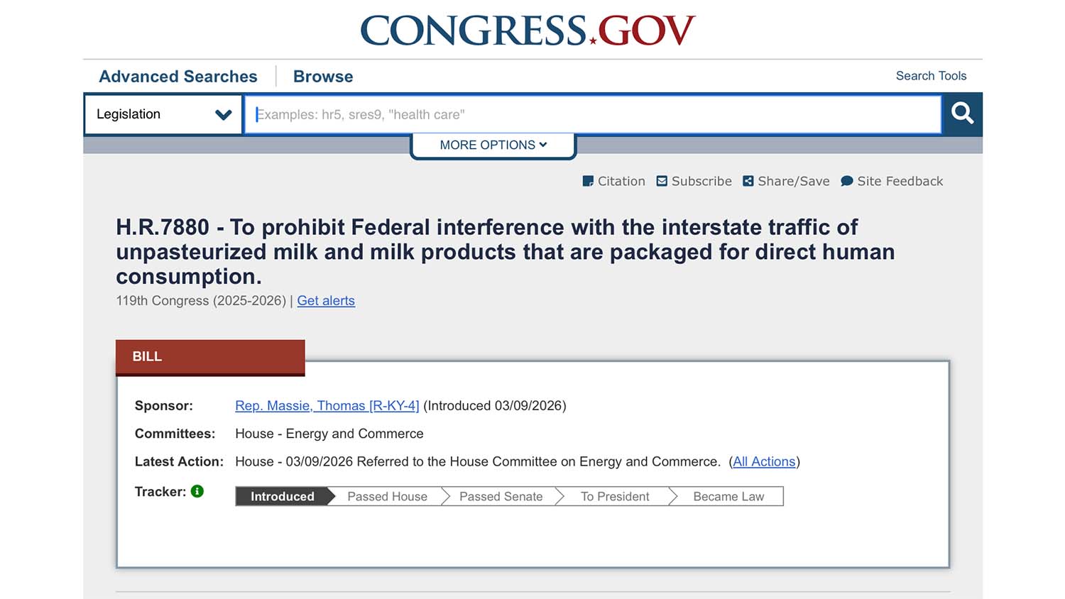 Interstate Milk Freedom Act of 2026: Congress Moves to End Federal Ban on Raw Milk Interstate Commerce