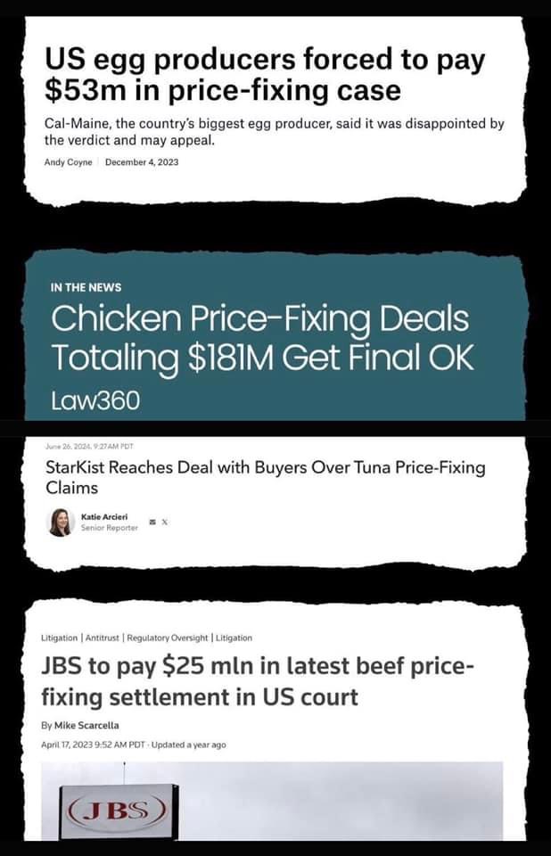 List of the above article headlines related to price gouging in image format