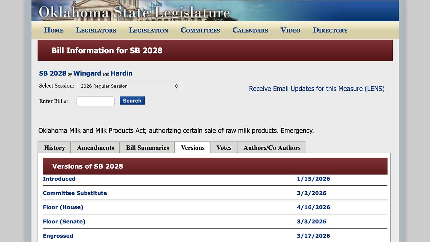 Oklahoma SB2028 Advances Raw Milk Sales, Advertising, Labeling Requirements
