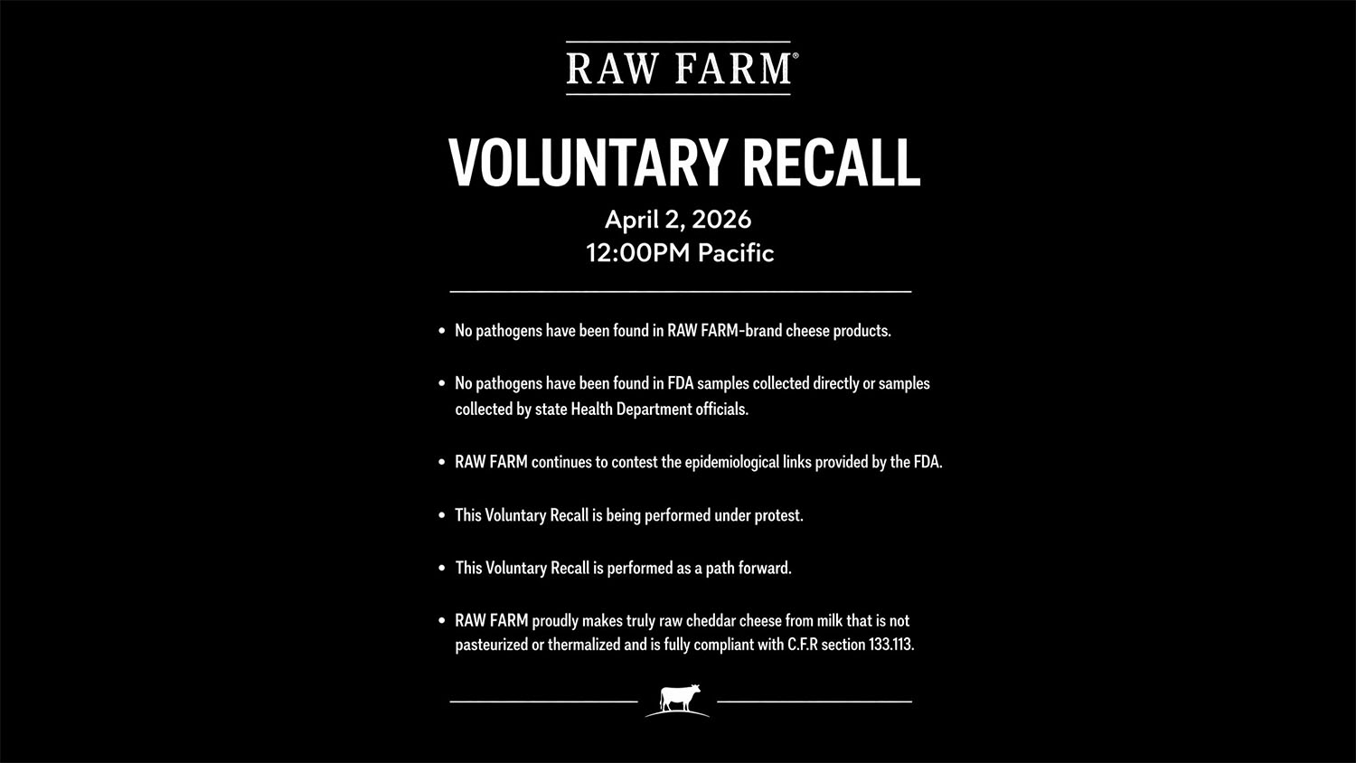 Raw Farm Issues Voluntary Recall of Raw Cheddar Cheese Products