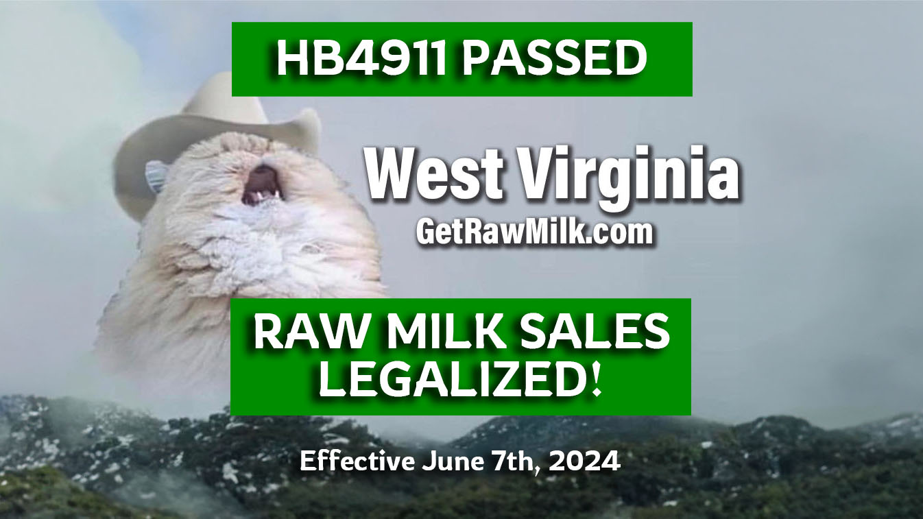 Raw milk legalized in West Virginia